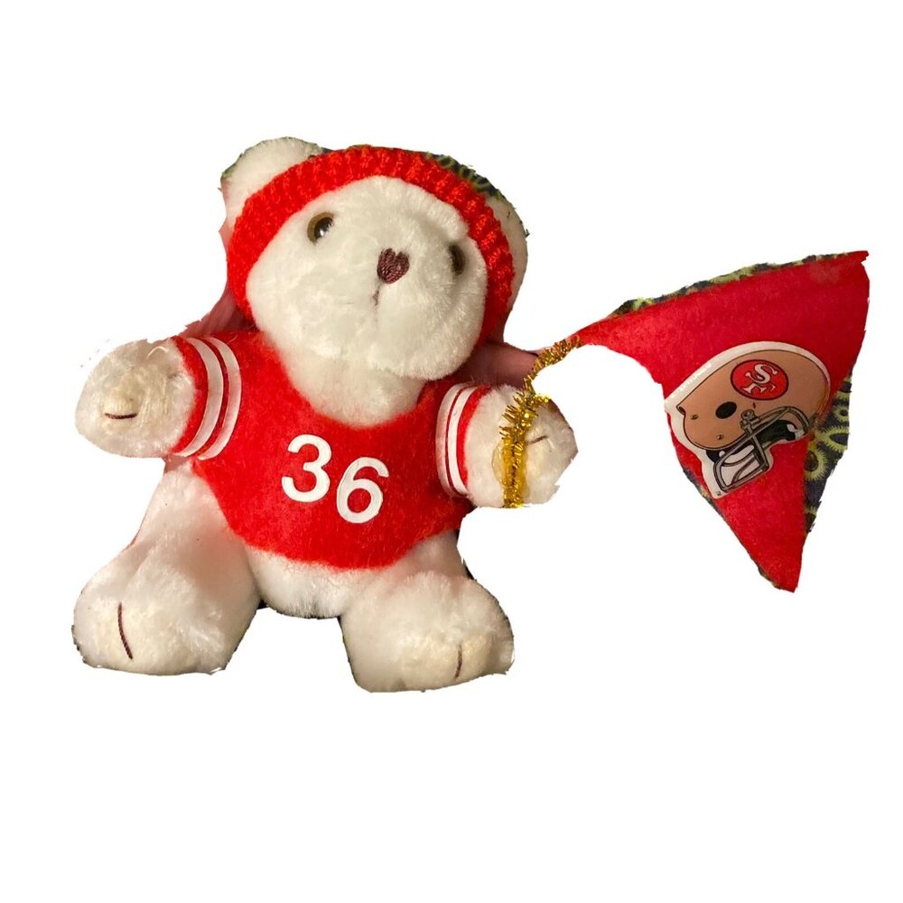 Vtg Teddy Bear San Francisco 49ers Christmas Tree Ornament 36 Merton Hicks